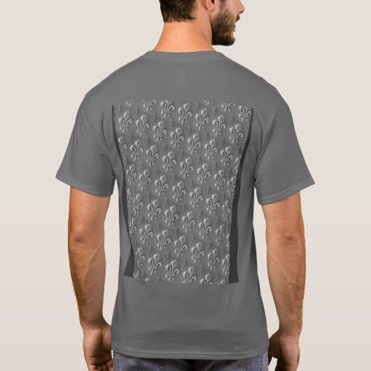 Gray Fleurs de Lis Pattern T - Shirt (Rückseite)