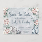 Gray Floral & Crystals Wedding Save the Date Postkarte (Vorderseite)