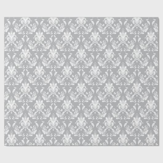 Gray Floral Damask Delicate Royal Luxury Geschenkpapier (Flach)