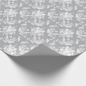 Gray Floral Damask Delicate Royal Luxury Geschenkpapier (Ecke)