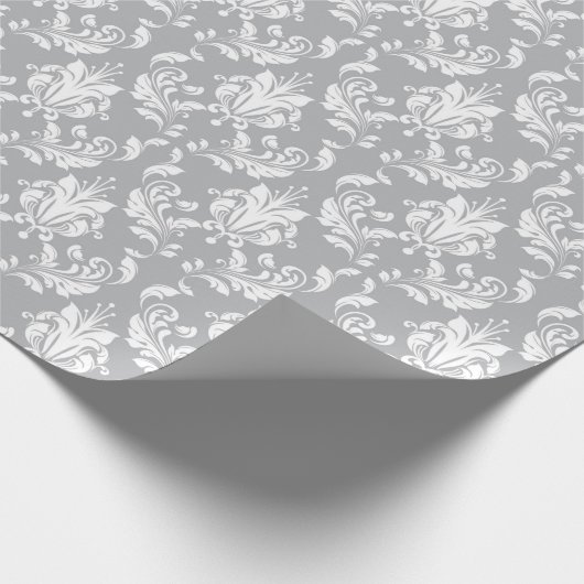 Gray Floral Damask Delicate Royal Luxury Geschenkpapier (Ecke)