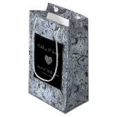 Gray Floral Damask Muster Kleine Geschenktüte (Vorderseite Schrägansicht)