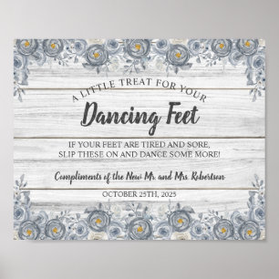 Gray Floral Dancing Feet Flip Flops Hochzeitszei Poster