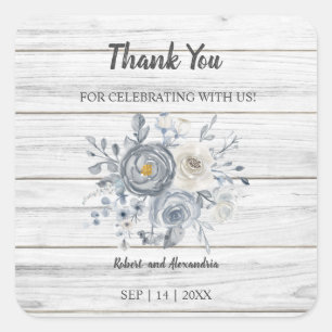 Gray Floral   Danke für die kommende Hochzeit Quadratischer Aufkleber