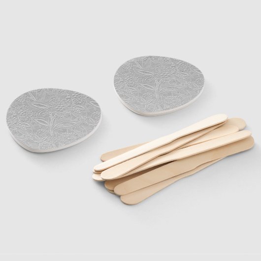 Gray floral Embossed Look Fächer (Non-assembled)