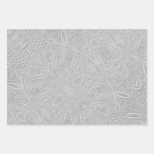 Gray floral Embossed Look Geschenkpapier Set (Vorderseite 2)
