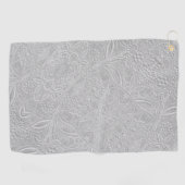Gray floral Embossed Look Golfhandtuch (Horizontal)