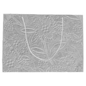Gray floral Embossed Look Große Geschenktüte (Rückseite)