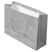 Gray floral Embossed Look Große Geschenktüte (Vorderseite Schrägansicht)