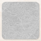 Gray floral Embossed Look Rechteckiger Pappuntersetzer (Vorderseite)