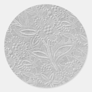 Gray floral Embossed Look Runder Aufkleber