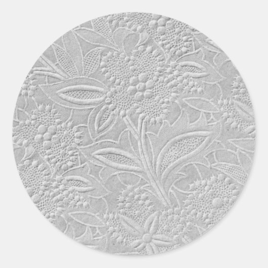 Gray floral Embossed Look Runder Aufkleber (Vorderseite)