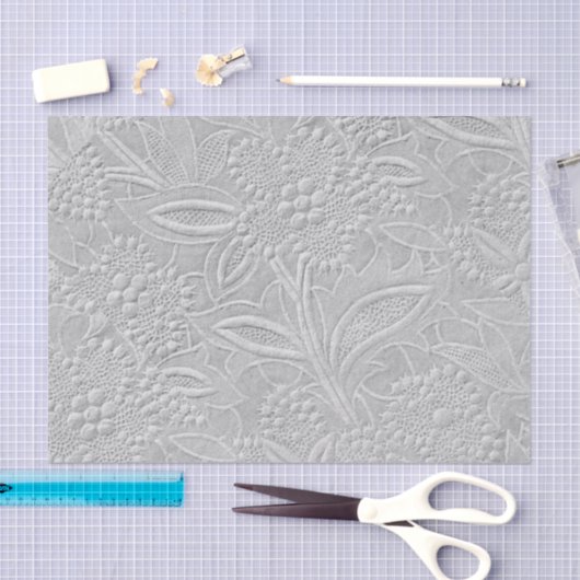 Gray floral Embossed Look Seidenpapier (Handwerk)