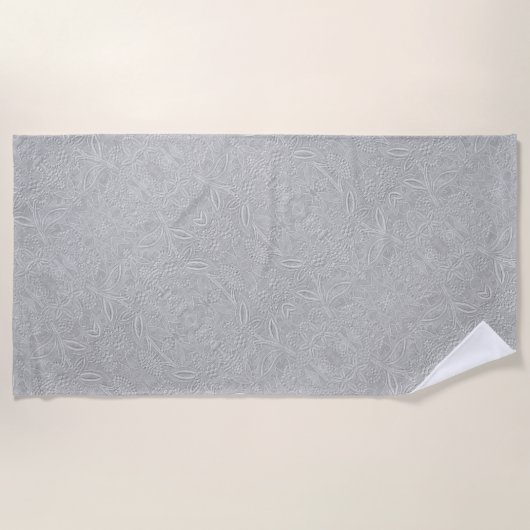 Gray floral Embossed Look Strandtuch (Vorderseite)