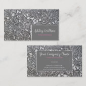 Gray Floral Lace Visitenkarte (Vorne/Hinten)