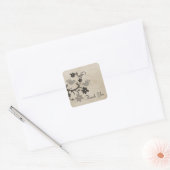 Gray Floral Lovebirds Danke Stickers (Umschlag)
