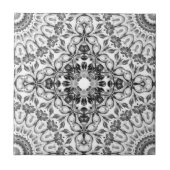 Gray Floral Mandala Geometric Fliese (Vorderseite)