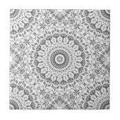 Gray Floral Mandala Pattern Fliese (Vorderseite)