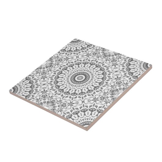 Gray Floral Mandala Pattern Fliese (Seite)