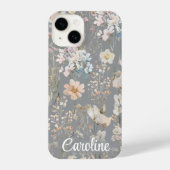 Gray Floral Personalized  iPhone Hülle (Rückseite)