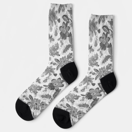 Gray Floral Socken (Linkes Detail)