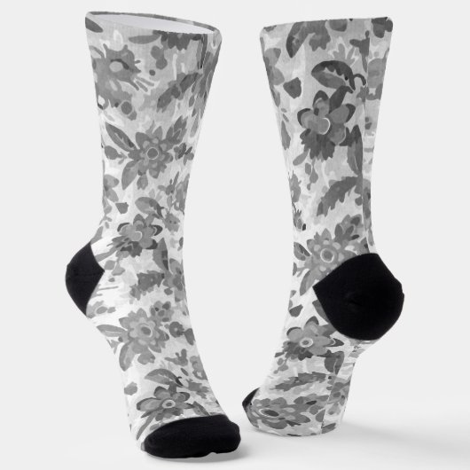 Gray Floral Socken (Gewinkelt)