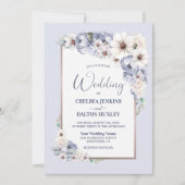 Gray Floral Wedding Einladung (Vorderseite)