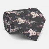 Gray Floral Wedding Neck Tie Krawatte (Gerollt)