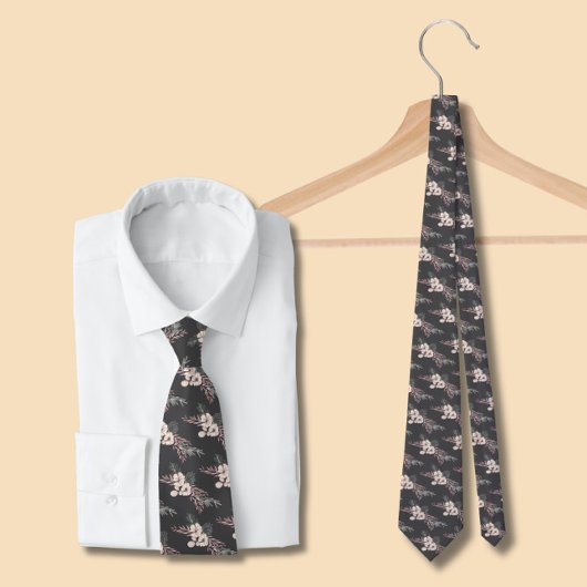Gray Floral Wedding Neck Tie Krawatte