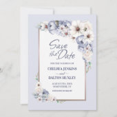 Gray floral Wedding Save the Date (Vorderseite)