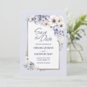 Gray floral Wedding Save the Date (Stehend Vorderseite)