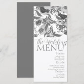 Gray Florals Rose Garden Wedding Menu Menükarte (Vorne/Hinten)