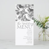 Gray Florals Rose Garden Wedding Menu Menükarte (Stehend Vorderseite)