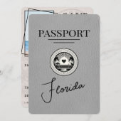 Gray Florida Passport Save the Date (Vorne/Hinten)