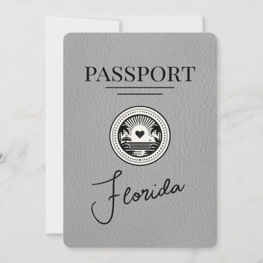 Gray Florida Passport Save the Date (Vorderseite)