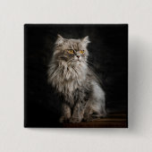 Gray Fluffy Cat Button (Vorderseite)