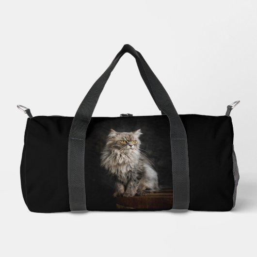 Gray Fluffy Cat Duffle Bag (Vorderseite)
