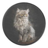 Gray Fluffy Cat Eishockey Puck (Vorderseite)