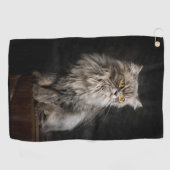 Gray Fluffy Cat Golfhandtuch (Horizontal)