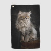 Gray Fluffy Cat Golfhandtuch (Vorderseite)