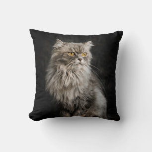 Gray Fluffy Cat Kissen
