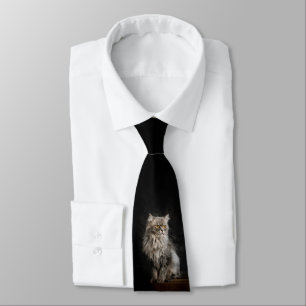 Gray Fluffy Cat Krawatte