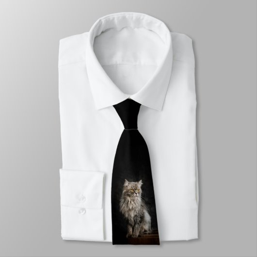 Gray Fluffy Cat Krawatte (Gebunden)