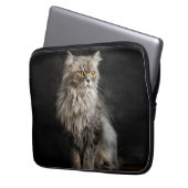 Gray Fluffy Cat Laptopschutzhülle (Vorderseite Links)
