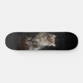 Gray Fluffy Cat Skateboard (Horizontal)