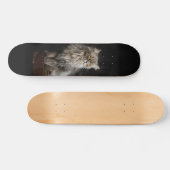 Gray Fluffy Cat Skateboard (Horizontal)