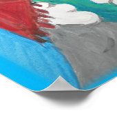 Gray Folk Art Cat mit Kaffeemaschine Poster (Ecke)