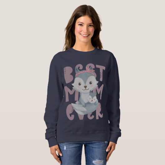 Gray Fox Mama and Cub - Beste Mama je Sweatshirt (Vorne ganz)