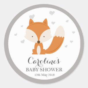Gray Fox Woodland Liebe Heart Baby Shooting Sticke Runder Aufkleber