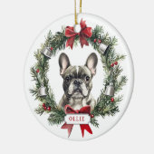 Gray French Bulldog Keramik Circle Ornament (Links)